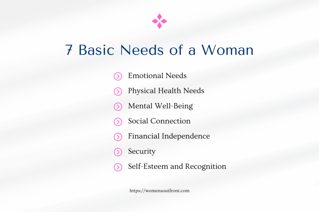 7 basic needs of a woman infographic