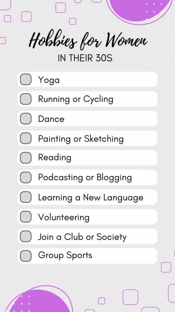 list of hobbies for women in their 30s