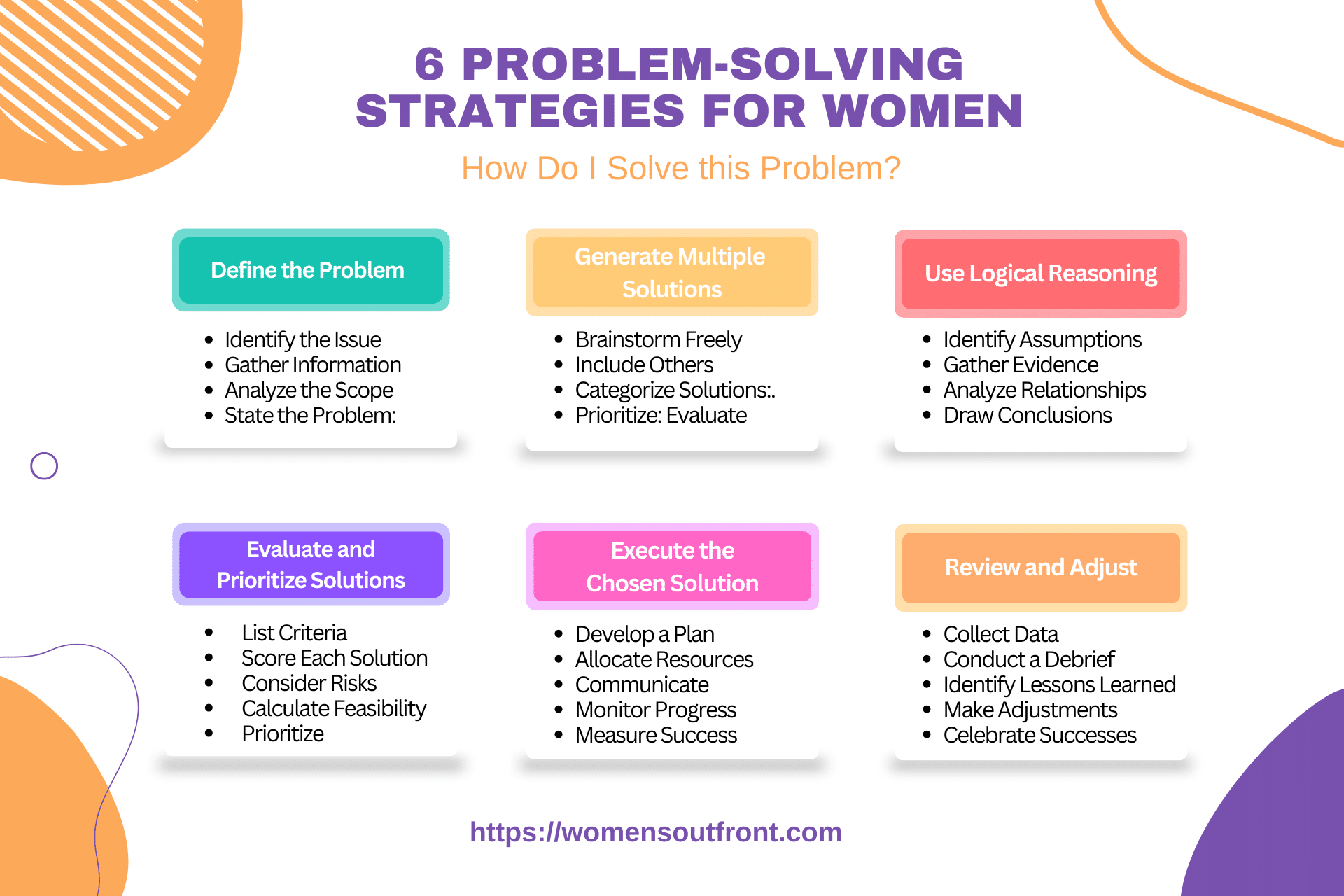6 problem-solving strategies for women infographic